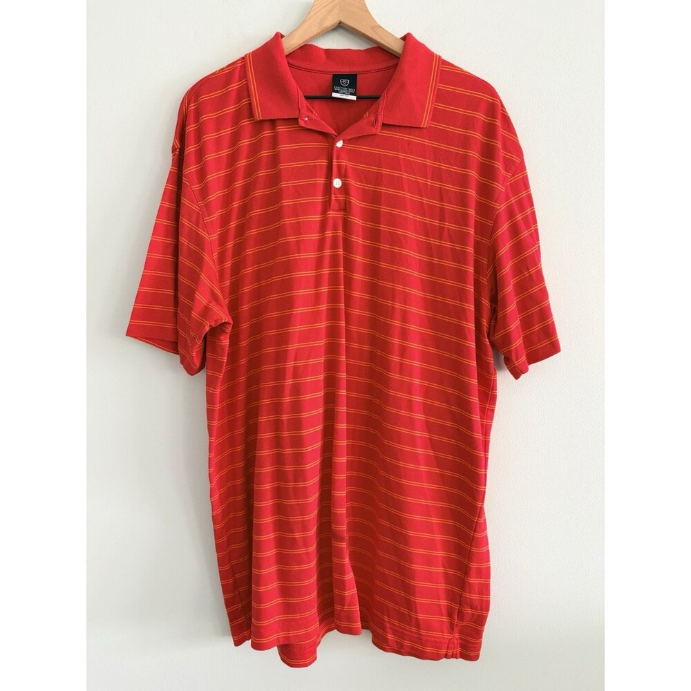 Nike Dri-Fit Polo Shirt Mens 2XL Red Yellow Striped